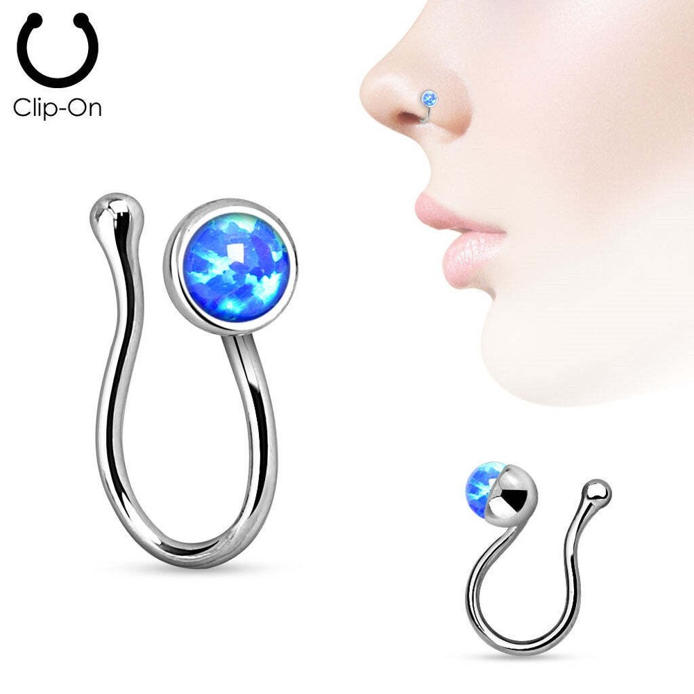 Opalite Gem Non Piercing Nose Clip Nose ring Stud sold individually