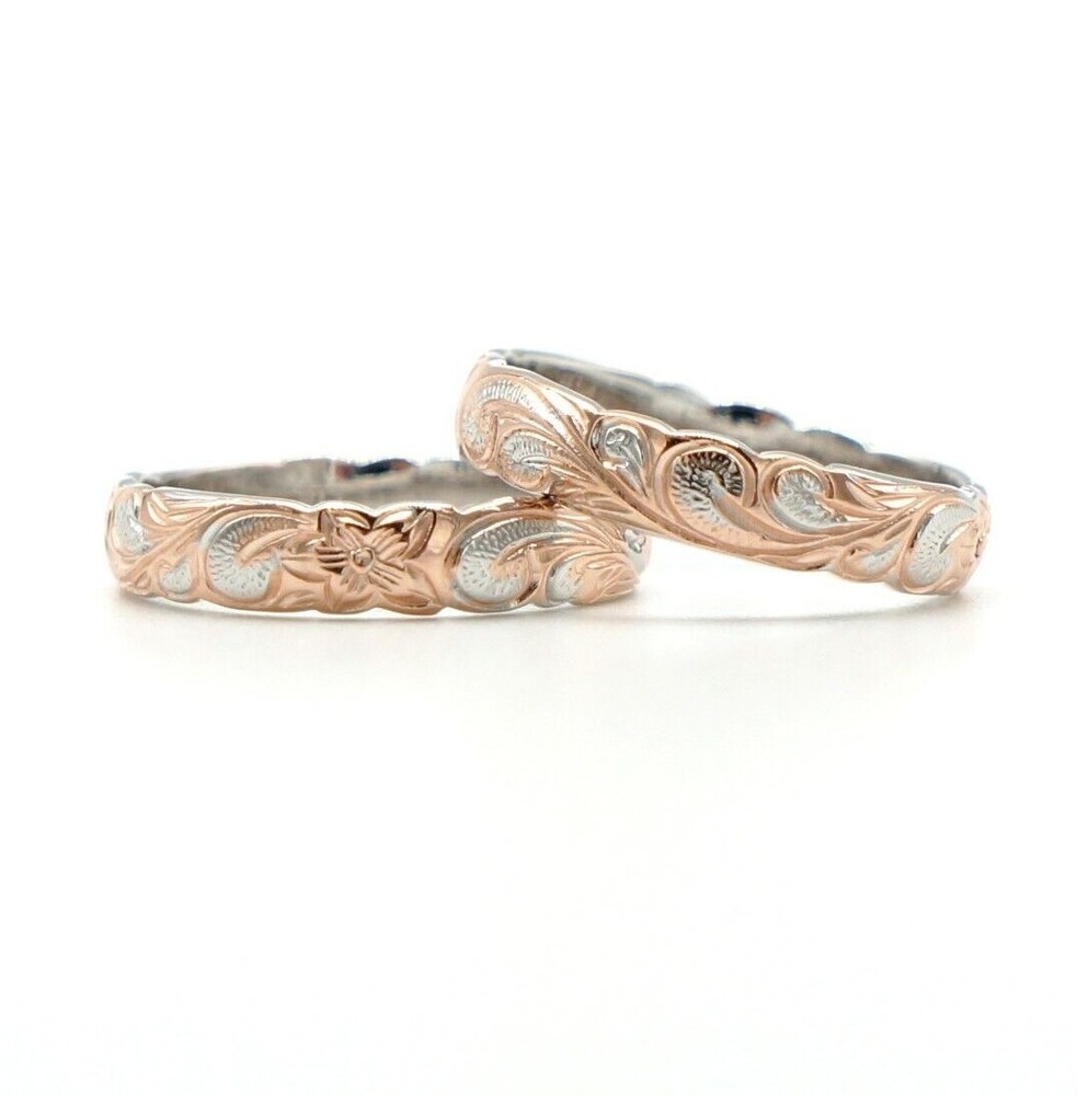 Solid 925 Sterling Silver 4mm Hawaiian Heirloom Scroll Ring Wedding Band