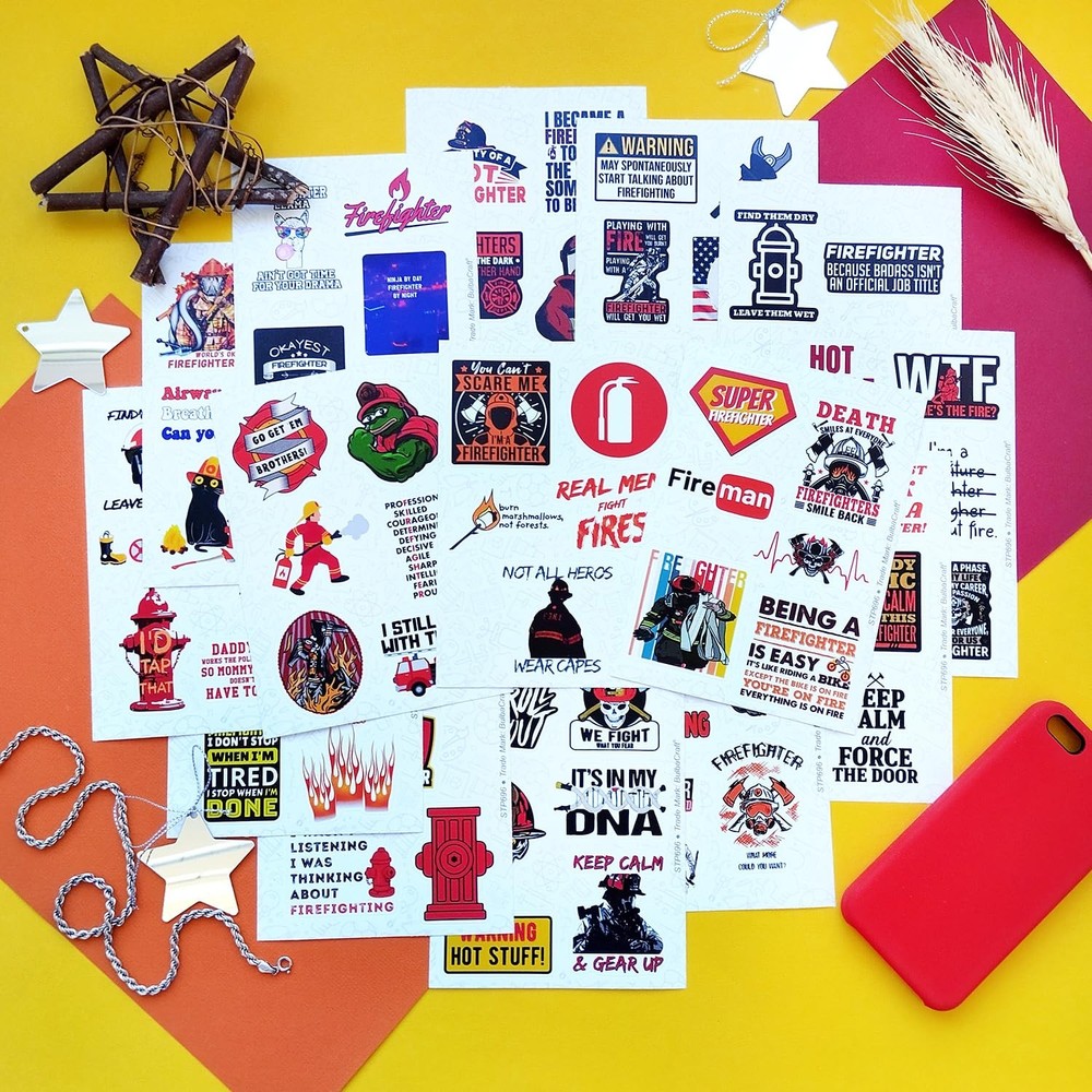 100Pcs Funny Firefighter Stickers - Fireman &