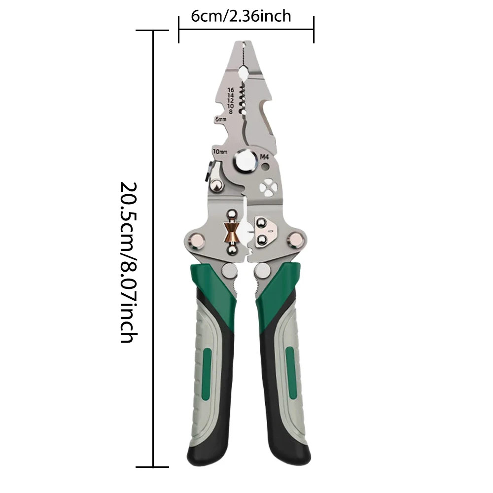 18 in 1 Foldable Wire Stripper Pulley Design Multi-Function Crimping Pliers