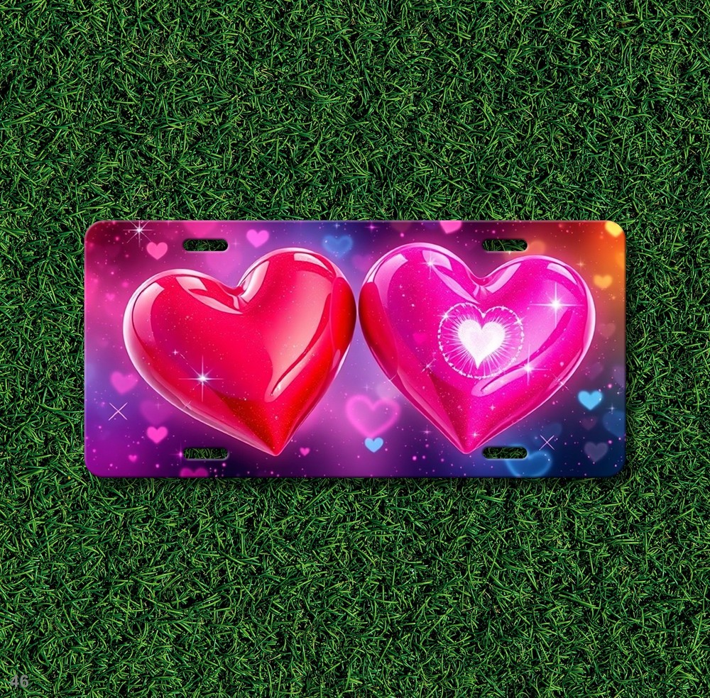 Unique Hearts License Plate Optional Text Decorative Plate Anniversary Gift