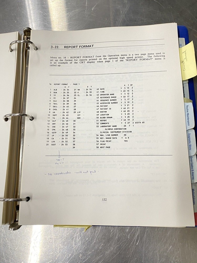 Olympus Demand Blood Chemistry Analyzer - Users Guide / Instructions Manual