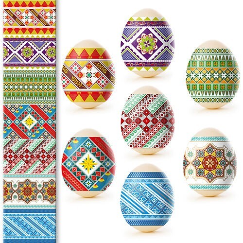 Easter Egg Wraps Traditional Style Heat Shrink Sleeves Decoration for 7 Eggs