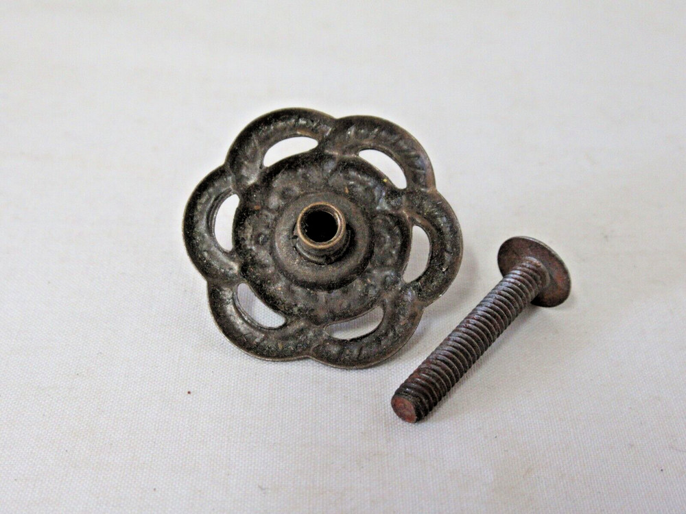 4 PR. (8) DRAWER PULL EYE POSTS W/ ORNATE BRASS BACK PLATES