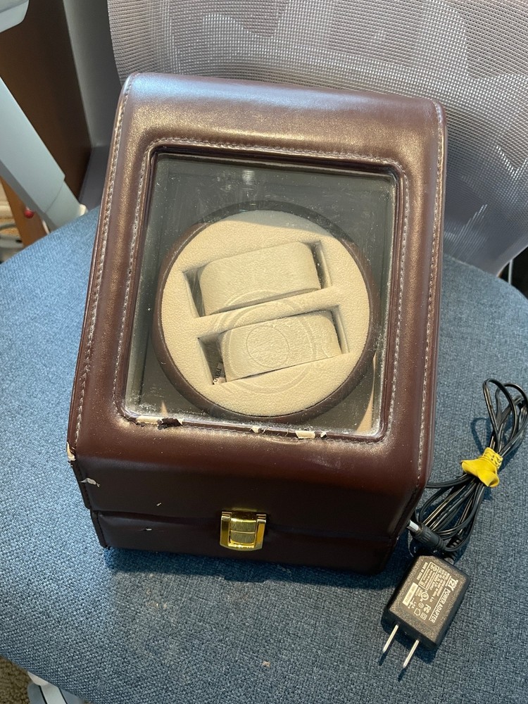 KENDAL Brown Leather Automatic Dual Watch Winder Rotation Case - Used