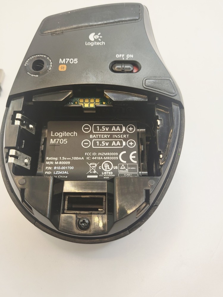 Logitech M705 Marathon Wireless Mouse USB Unifying Receiver Gray Black Laser