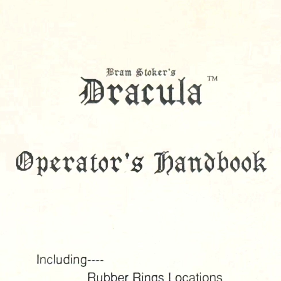 Williams Bram Stoker's Dracula Pinball Manual Operators Handbook ORIGINAL