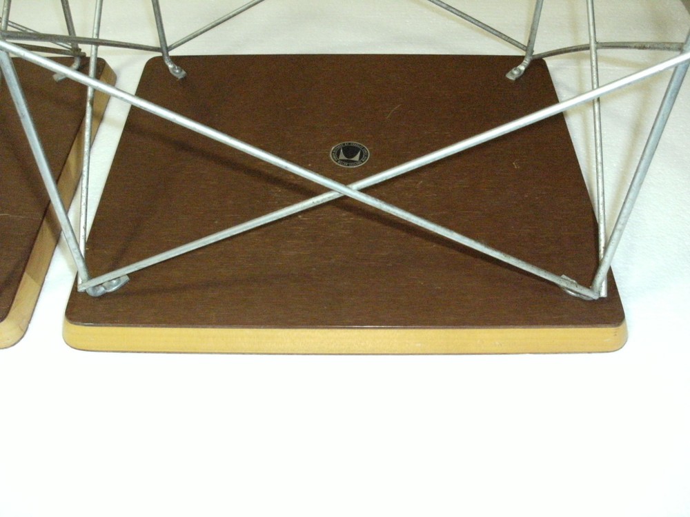 (2) Early Herman Miller Eames Wire Base Low Table's ~ Walnut