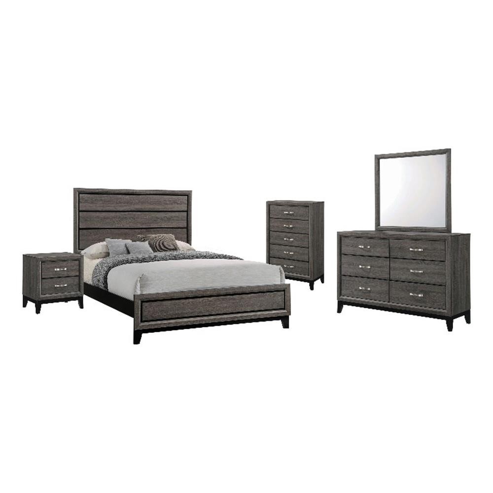 Coaster 5-Piece Transitional Wood Eastern King Panel Bedroom Set in Gray