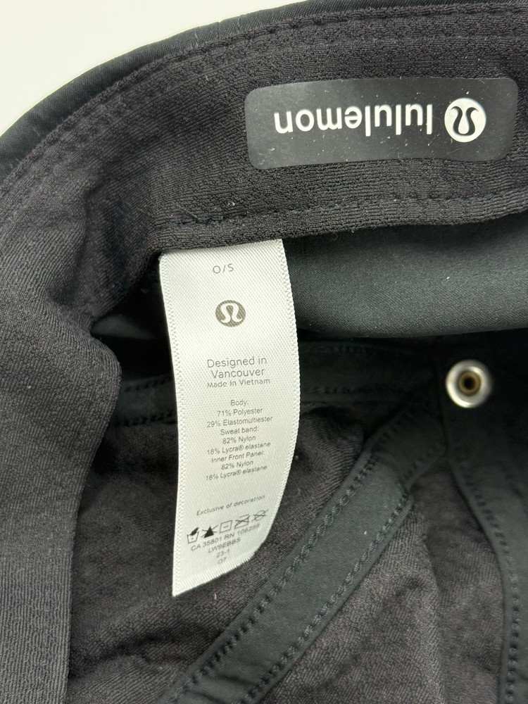 Lululemon Black Performance Running Hat, Adjustable Lightweight One Size