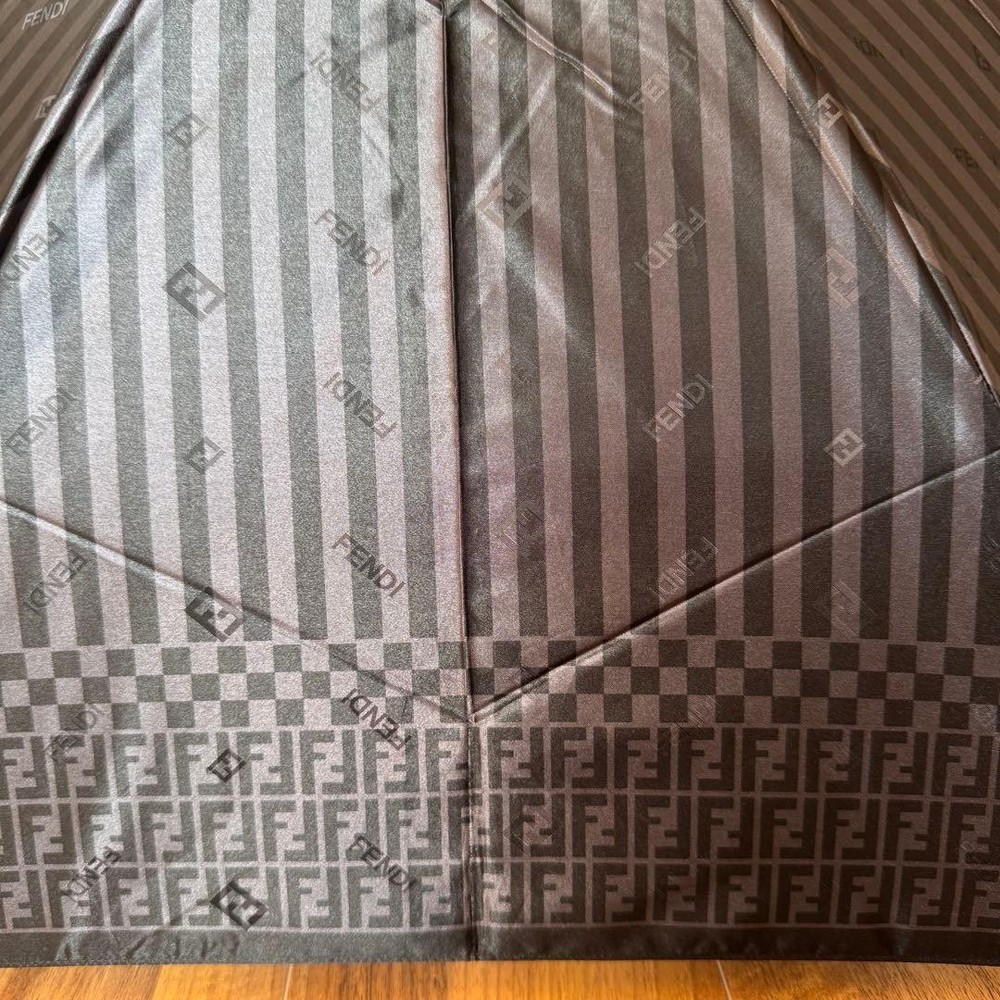 FENDI FF Foldable Umbrella Zucca Stripe Authentic Compact Parasol Genuine