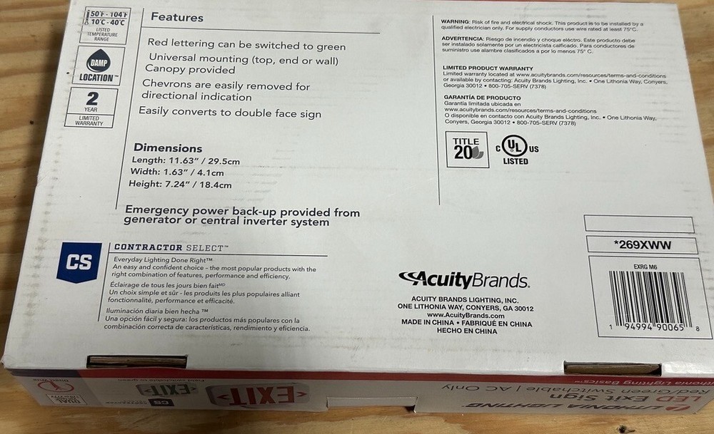 LITHONIA LIGHTING LED Exit Sign NEW Red/Green Switchable