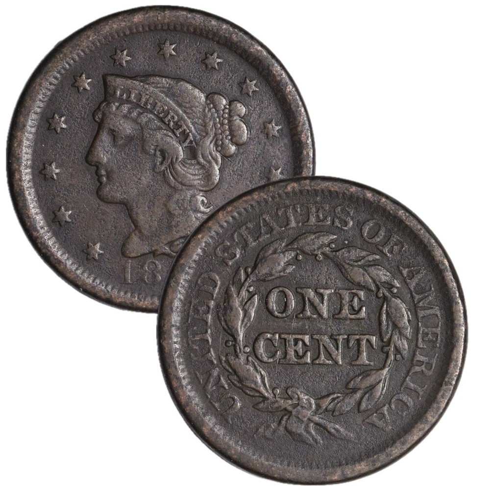 RANDOM DATE - BRAIDED HAIR LARGE CENT - FINE / VF