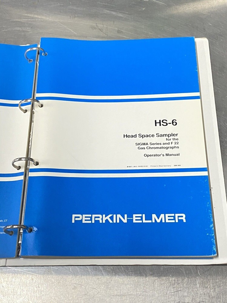 Perkin Elmer PE HS-6 Head Space Sampler - Users Guide / Manual