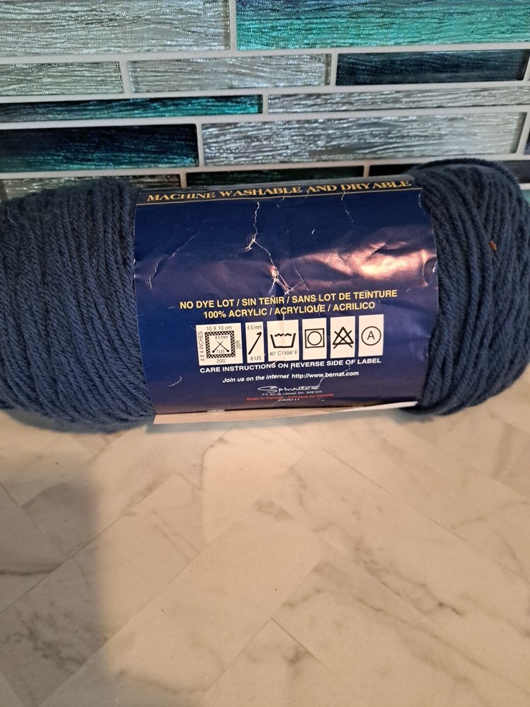 Bernat Super Value 8 oz 4 Ply Solid Yarn-Medium Navy 164053- 7704