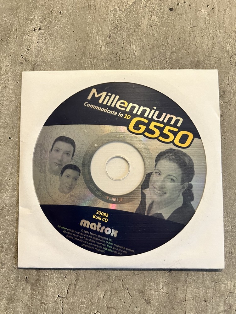 Matrox Millennium G550 Windows & Linux Driver Installation CD, 2001, 20082