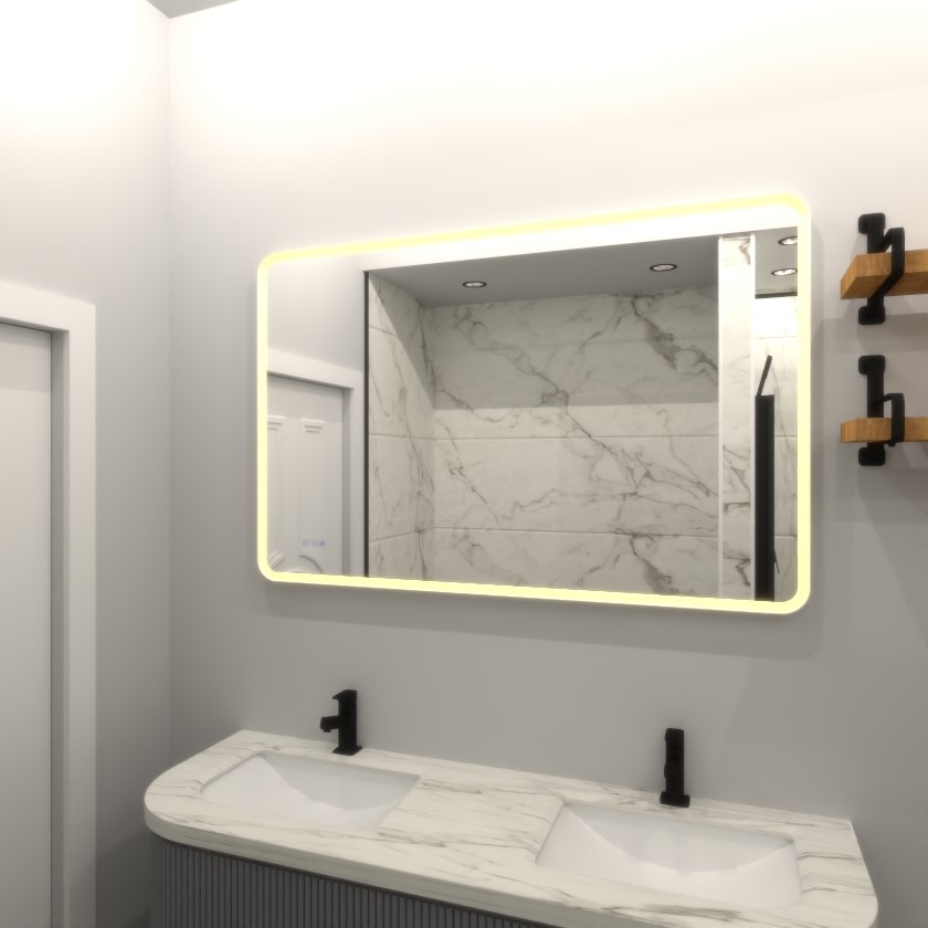 60x36 Rectangular Framed Dimmable Anti-Fod LED Wall Bathroom Vanity Mirror Light