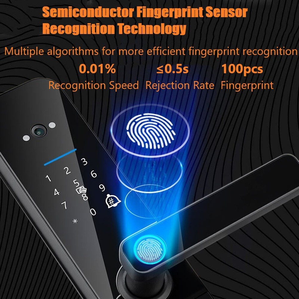 NEW Face Recognition Tuya Wifi Smart Door Lock Visual Intercom Fingerprint