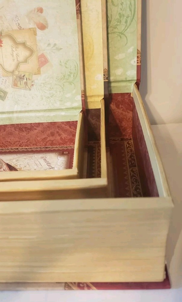 PUNCH STUDIO Storage Faux Book Boxes SET 3 Christmas Birds