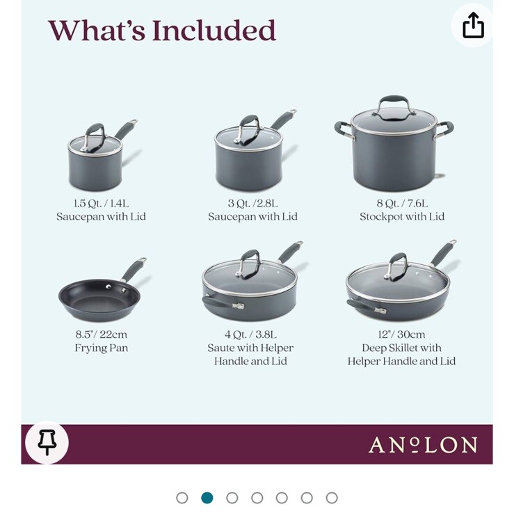 Anolon 84631 Advanced Home 11-Piece Cookware Set - Moonstone