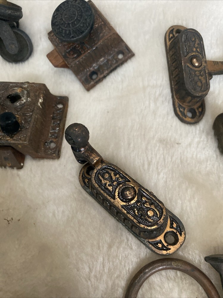 Antique Hardware Lot Pulls Latch Wheels Hook