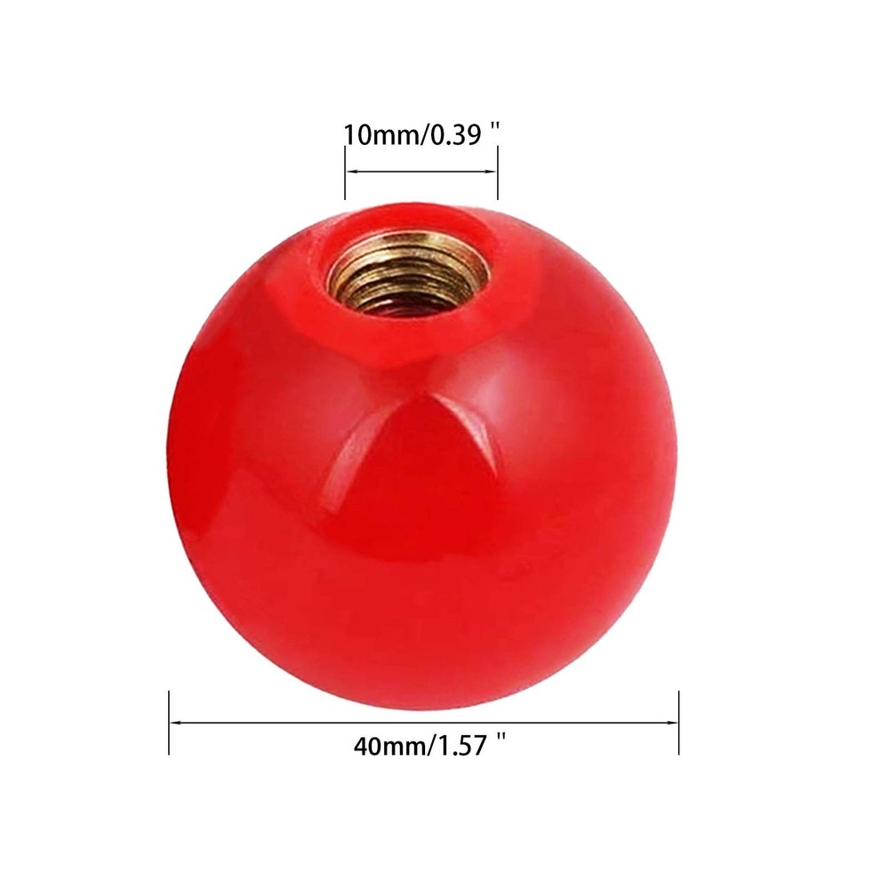 Ball Knob Inner 10mm Dia Thread Hole 40mm Diameter Red Plastic Ball Bakelite ...