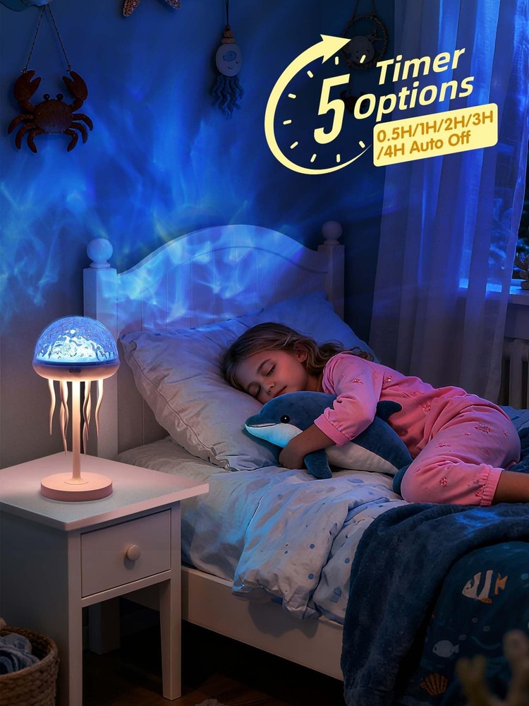 Fuloon Projection Lamp with Remote Control, Adjustable Jellyfish Shaped Table...
