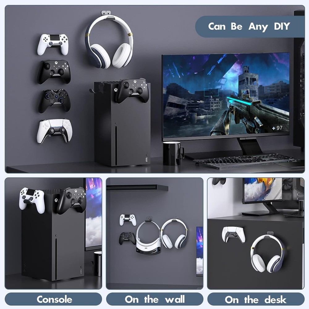 Controller Wall Mount for PS5/PS4/Xbox/Switch Controller, Adhesive PS5 Headset H