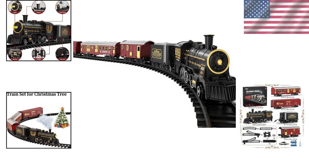 Vintage Train Set Toy w/ Passenger Carriage