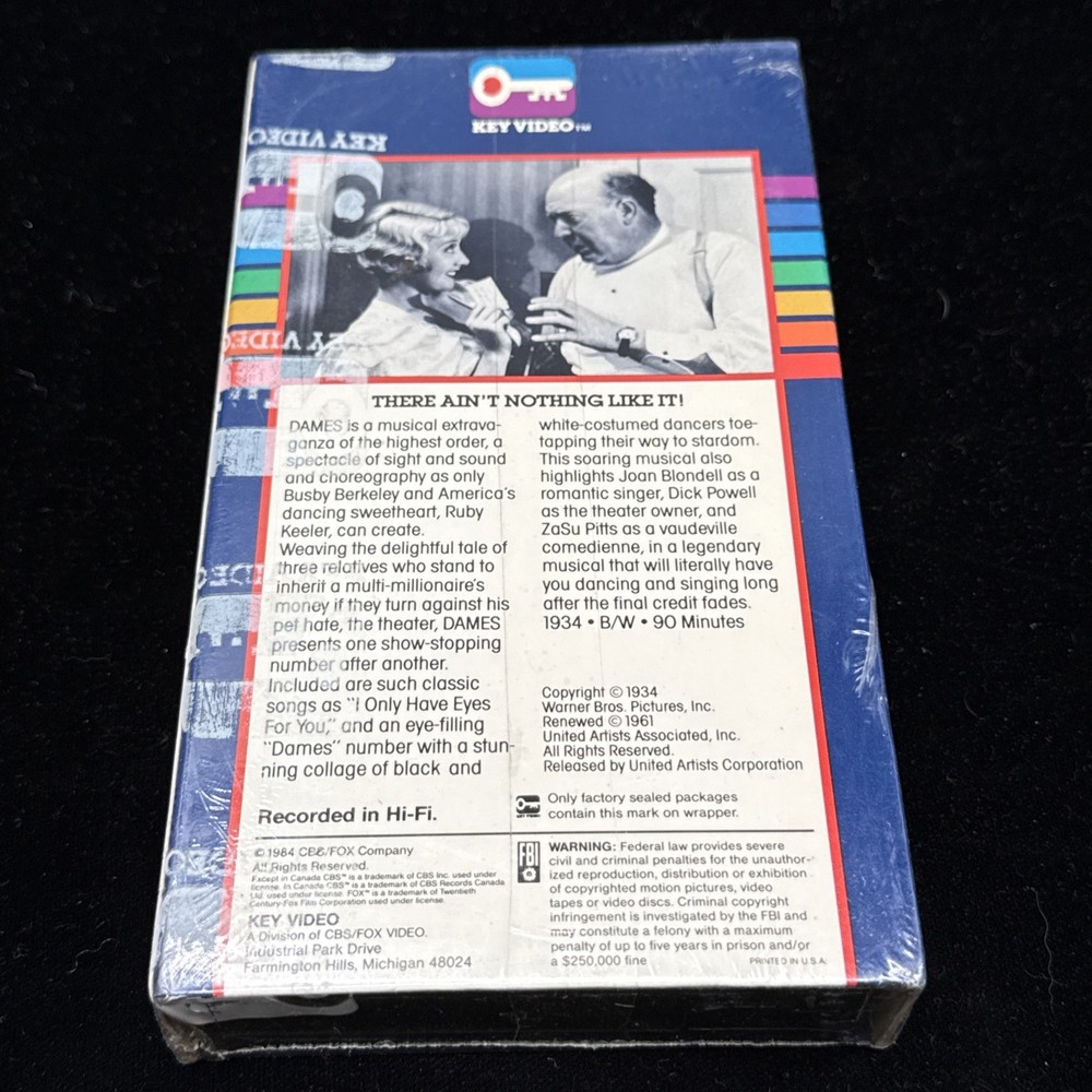 Dames With Ruby Keeler Key Video Betamax