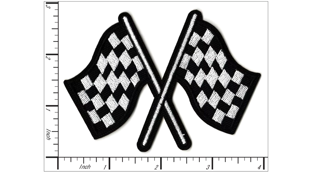 Checkered Racing Flags Embroidered Iron On Patch DIY Applique