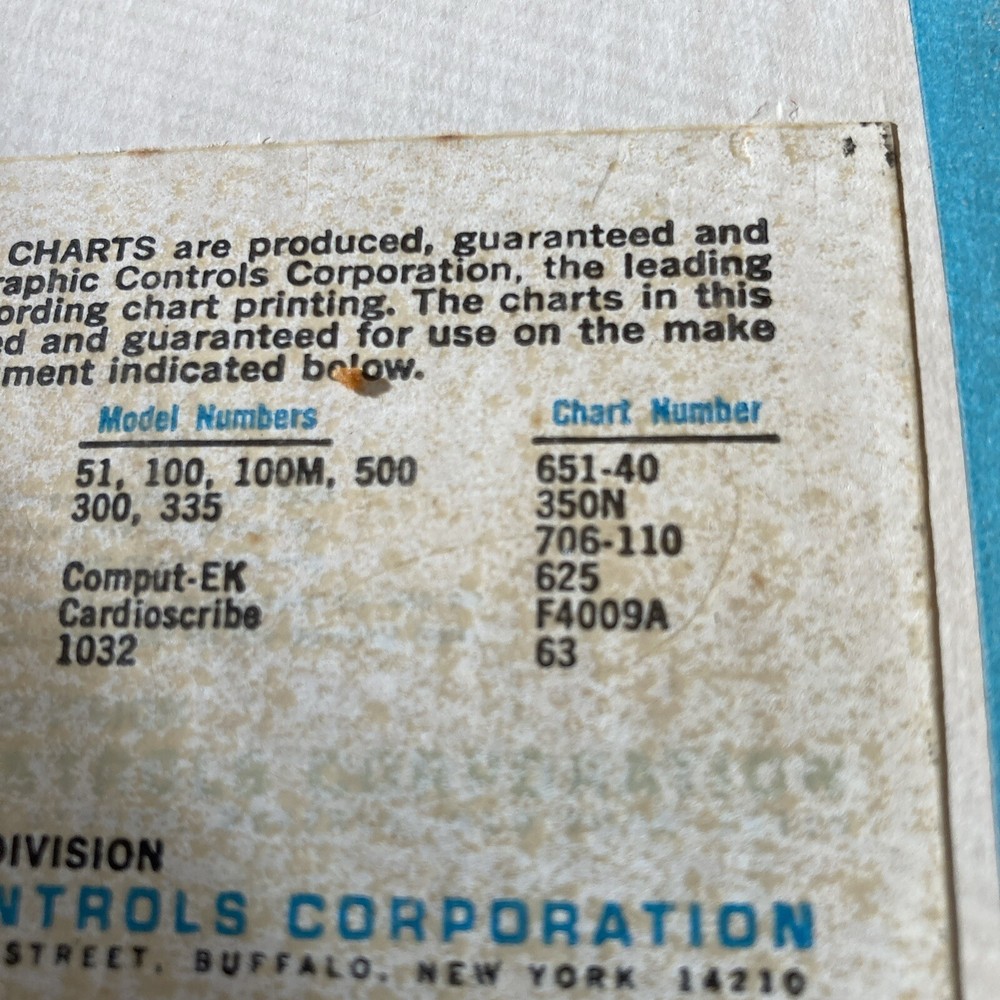 Graphic Controls ECG-100 Recording Chart Paper 2 Rolls Original Box
