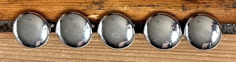 DS-219–FIVE (5) Vintage Matching Shiny Chrome Plated Drawer Knobs Pulls