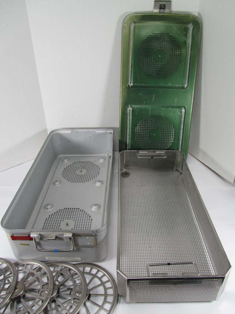 Aesculap DBP Sterilization Container w/ Green Lid Insert & Filter Plates SKU D
