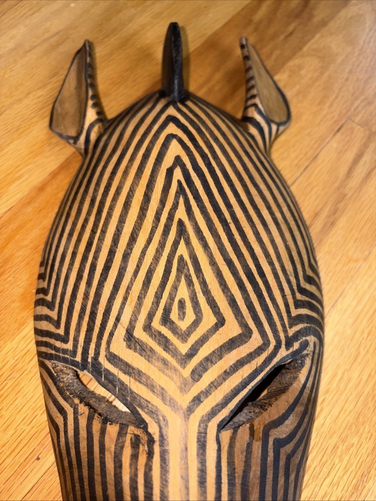 African Zebra Mask Hand Carved Kenya