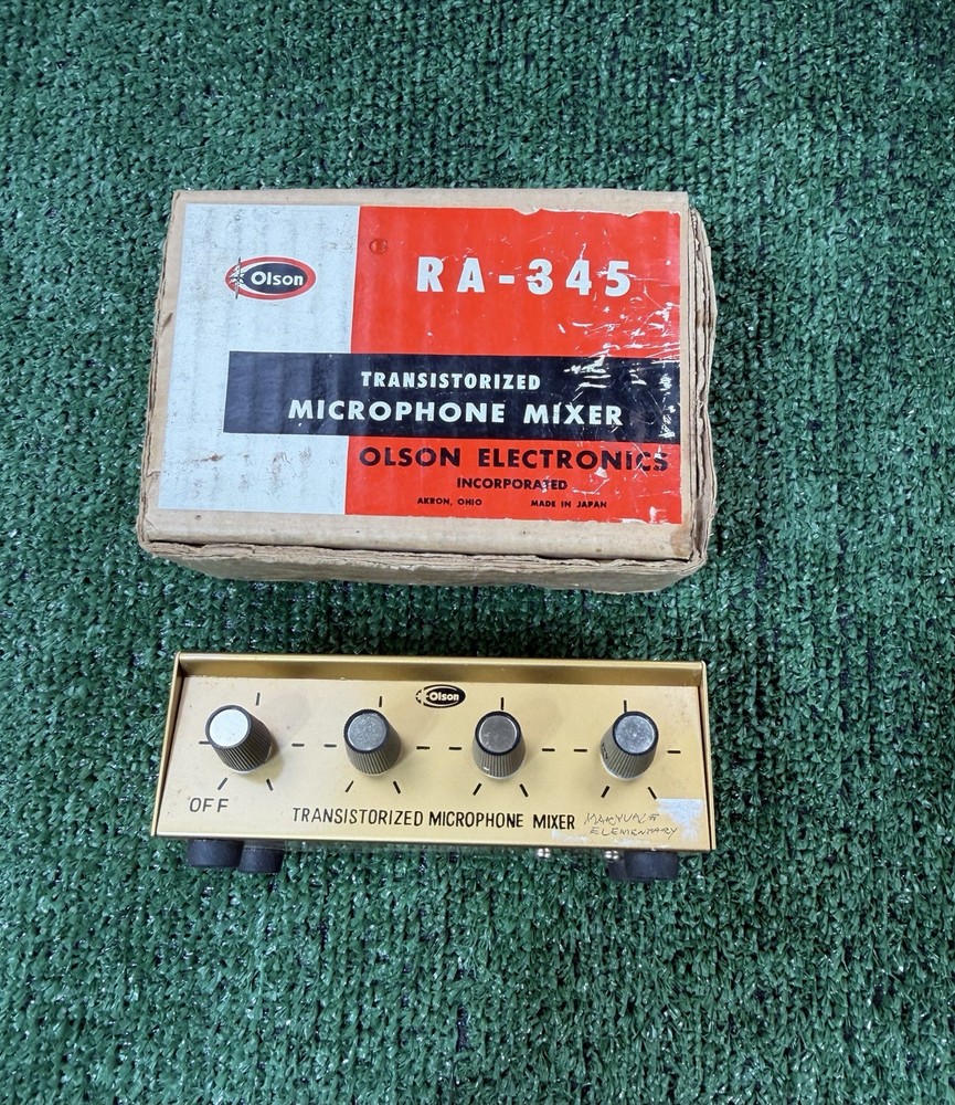 Olson RA-345 Portable Solid State 4 Channel  Microphone Mixer - Tested, Works