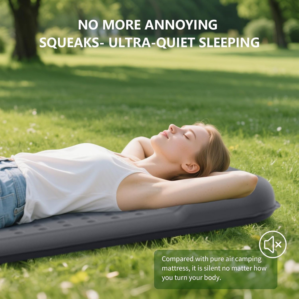 Memory Sleeping Pad, Compact 3" Thick Foam Sleeping Mats with Pillow, 9.5 R-Valu