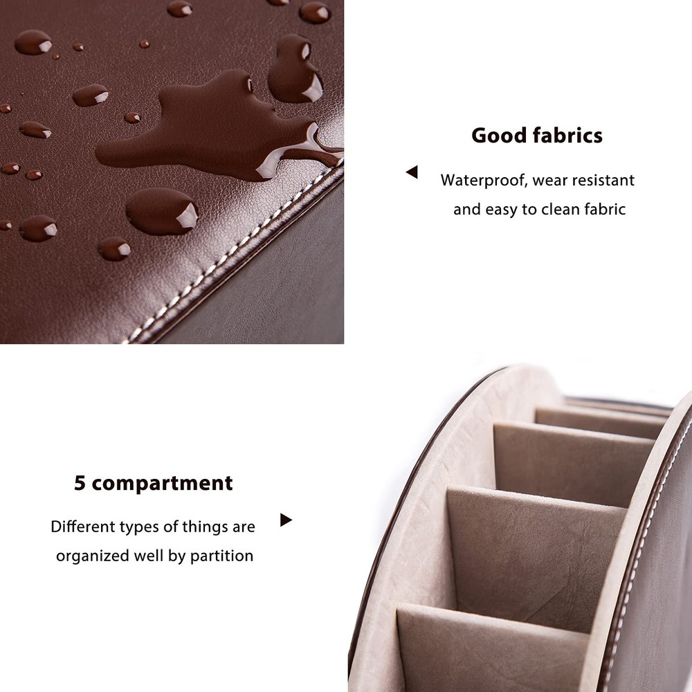 Remote Control Holders Organizer Box with 5 Compartment PU Leather Multi-func...