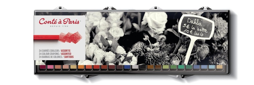 Conté à Paris 24 Count Assorted Colored Carrés Crayons Set 24 Cou