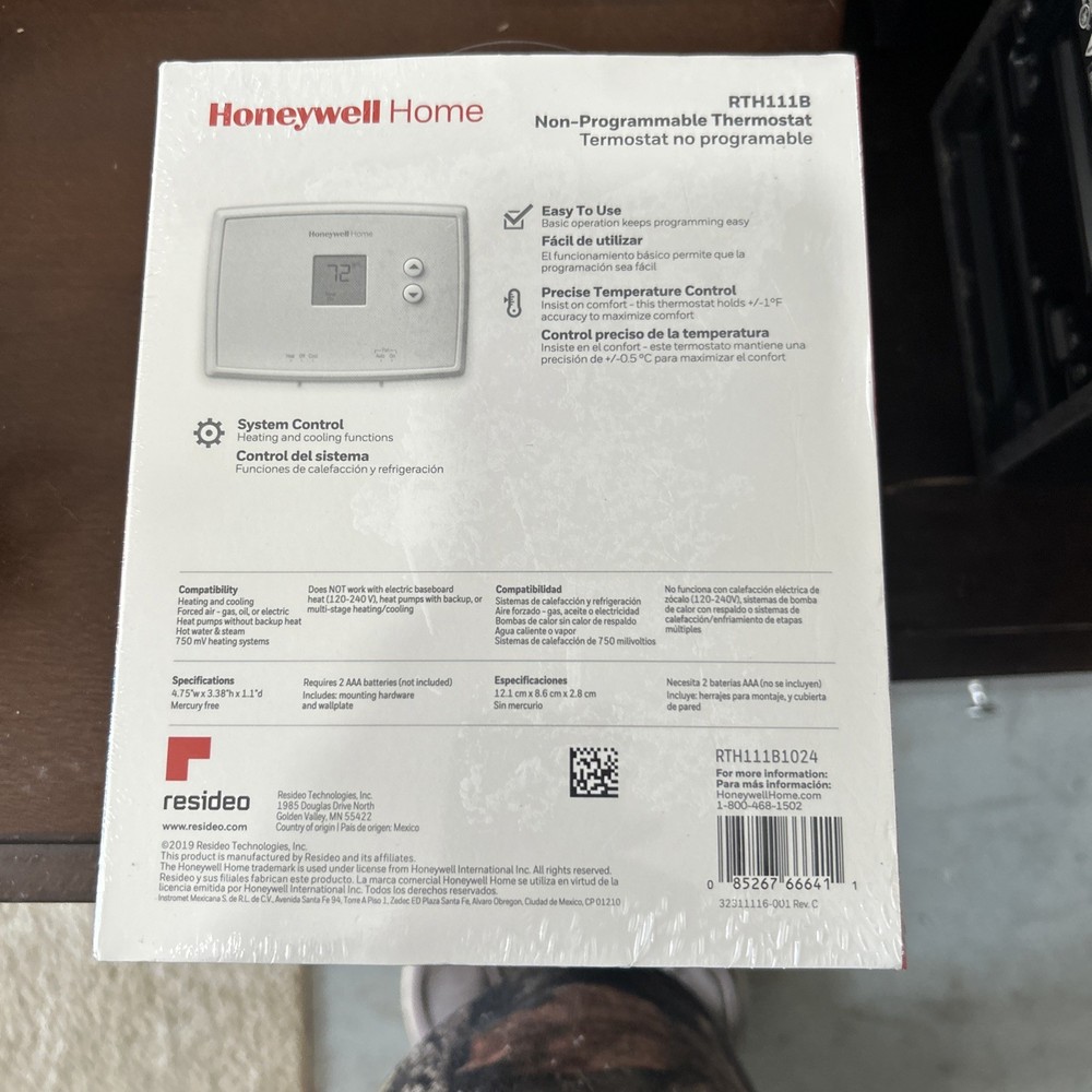 HONEYWELL HOME RTH111B HORIZONTAL NON-PROGRAMMABLE THERMOSTAT