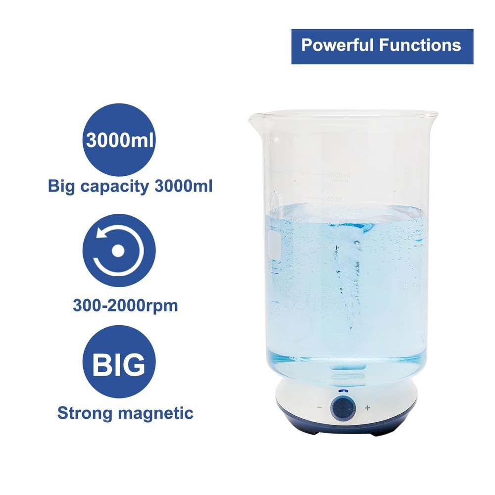 Versatile Magnetic Stirrer 3000ml with Stepless Speed Control & Quiet Operation
