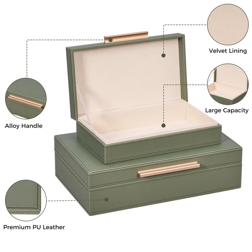Decorative Boxes with Lids 2-Set, Memory Box for Keepsakes, Saving Space, Bea...