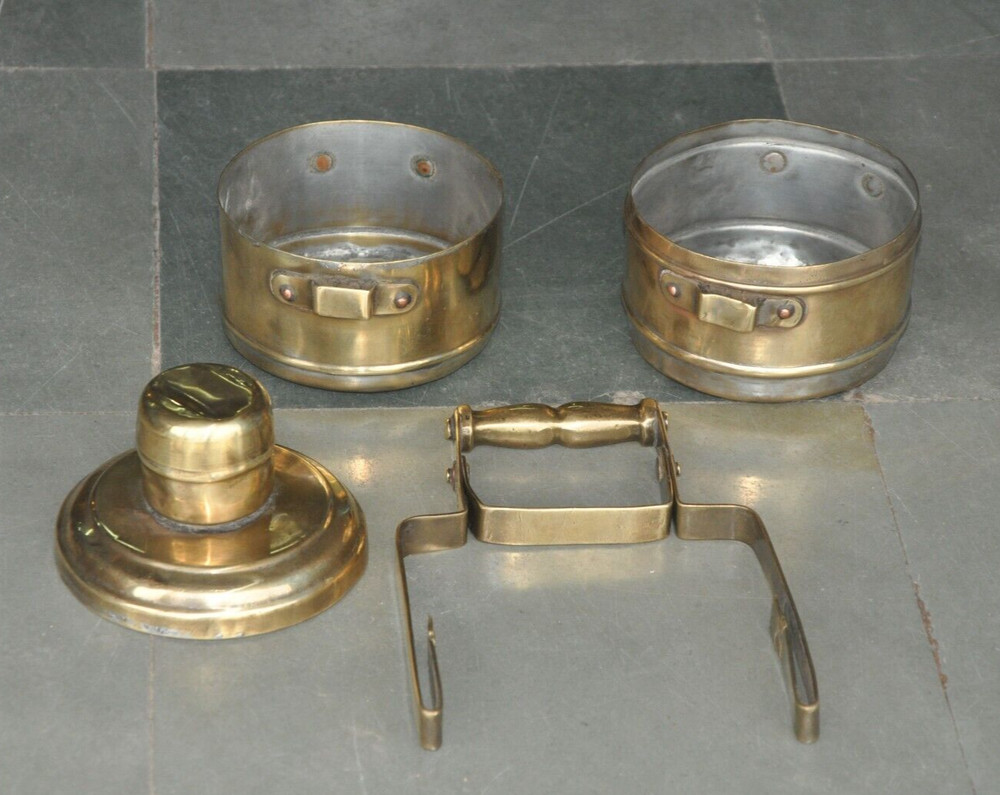 Vintage 2 Compartment Brass Handcrafted Solid Heavy Lunch/Tiffin Box