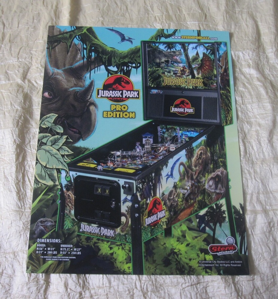 2019 STERN JURASSIC PARK PINBALL FLYER
