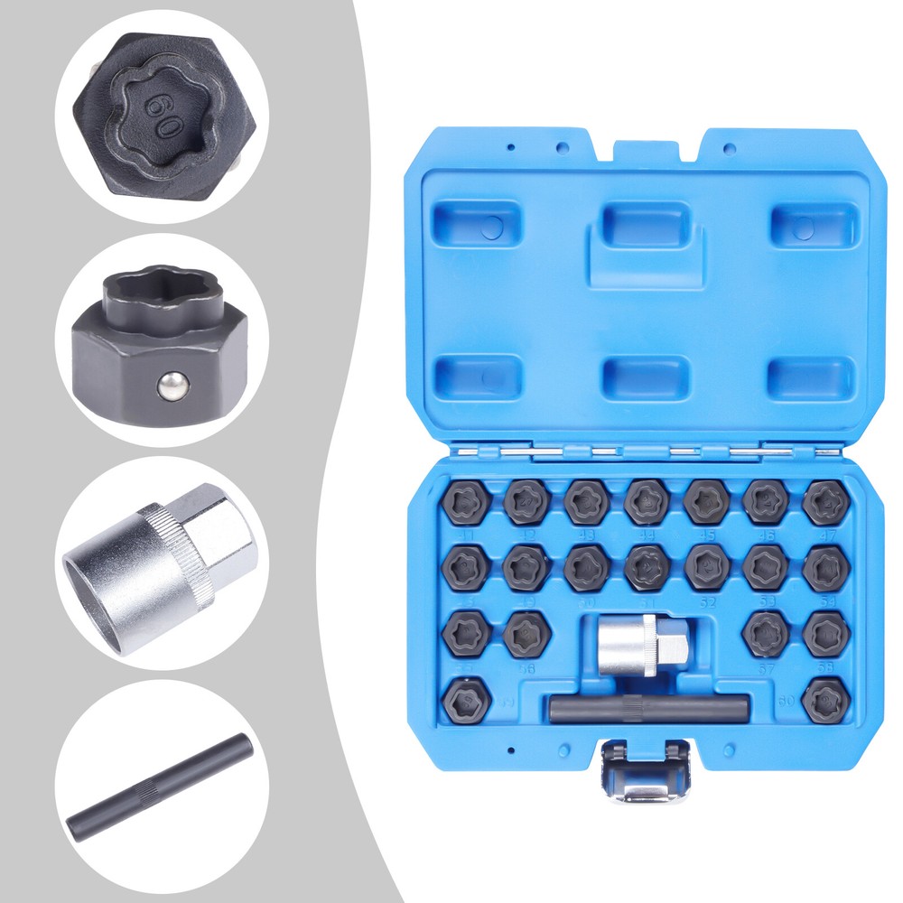 22pcs Wheel Locking Lug Nut Master Key Set Lock Removal Tool For BMW Universal