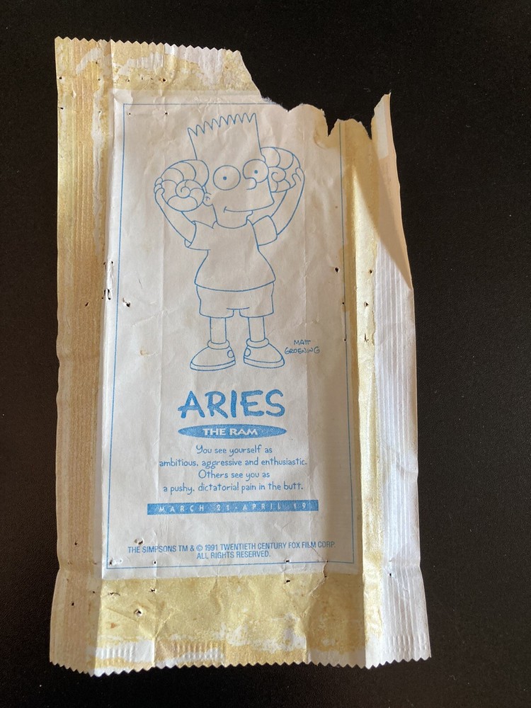 Original 90's The Simpsons Bart Butterfinger Horoscope Wrapper !!