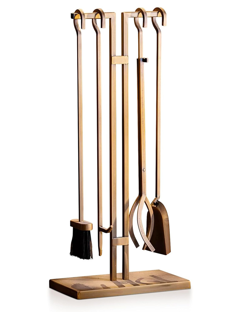 2WAYZ FLAMELY 5-Piece Fireplace Tools Set - Includes Fire Poker, Shovel, Brush,