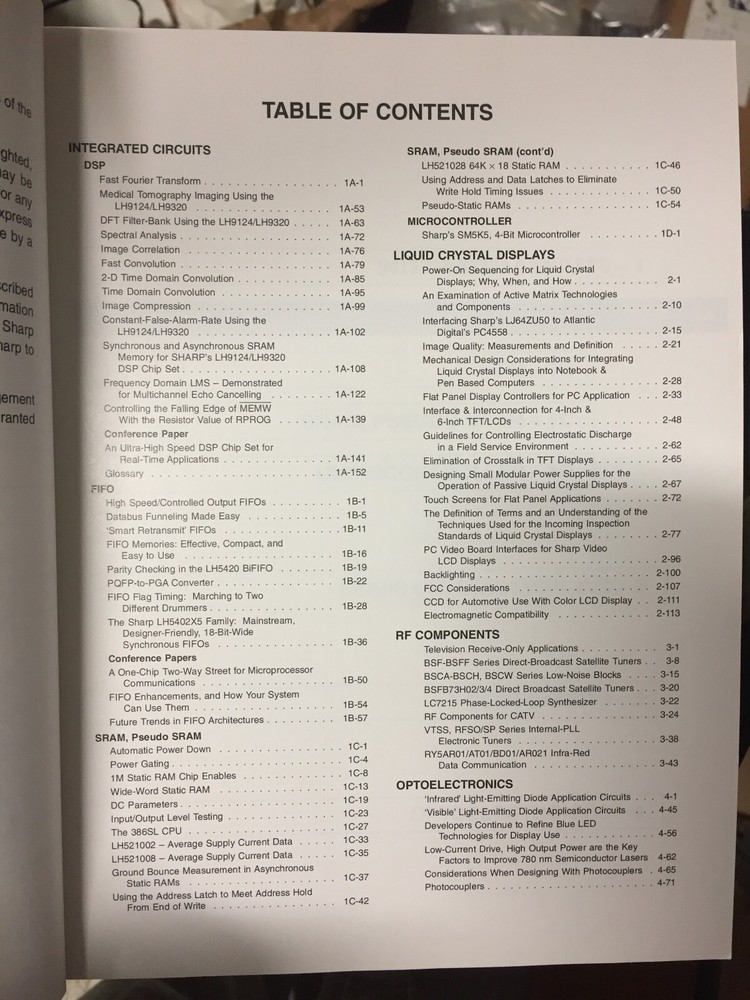 Data Book = Sharp Electronic Semiconductor RF IC LCD Application Notes 1994 =