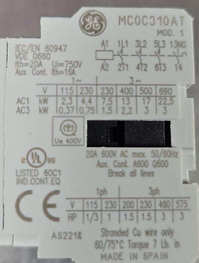 GE MC0C301ATB. Coil Starter Contactor. Loc 4E-4
