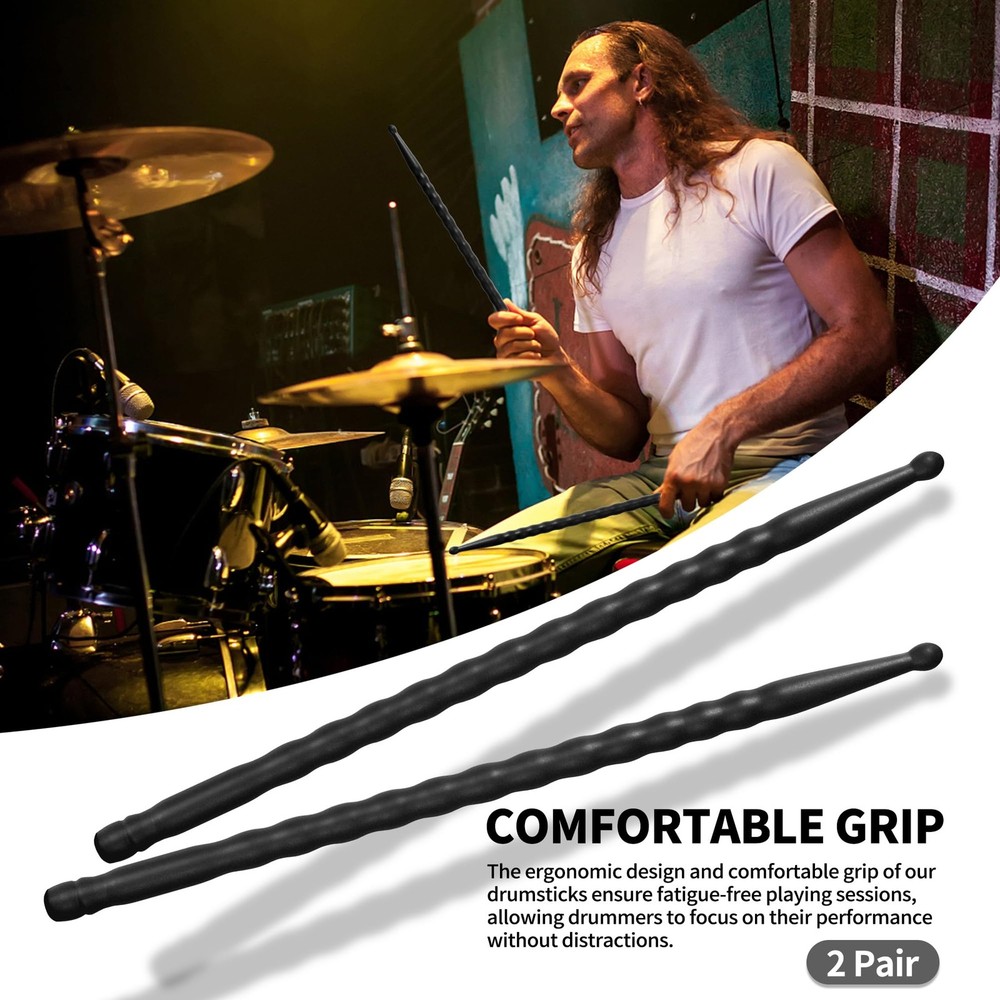Drum Sticks 5A Drumsticks (2Pack-Black) Drumsticks- Black-2 P
